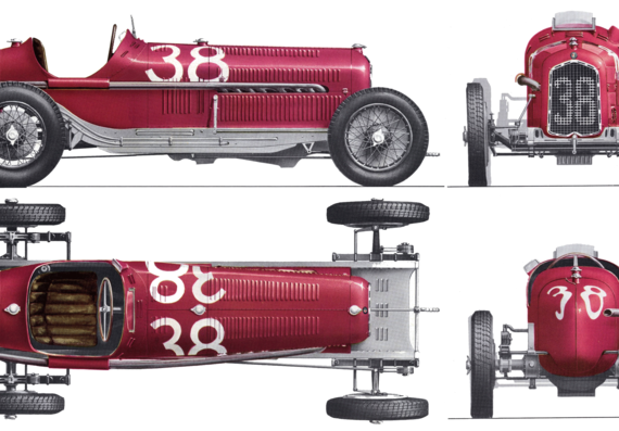 Alfa Romeo Type B P3 PG (1933) - Альфа Ромео - чертежи, габариты, рисунки автомобиля
