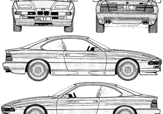 Alpina B12 (BMW 850i) (E31) (1989) - БМВ - чертежи, габариты, рисунки автомобиля