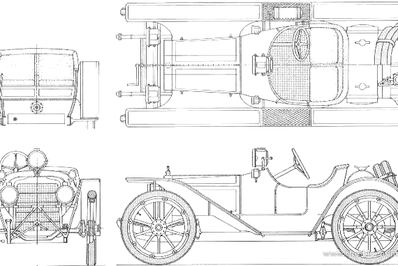 American Underslung Racer (1910) - Разные автомобили - чертежи, габариты, рисунки автомобиля