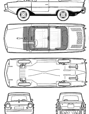 Amphicar (1963) - Разные автомобили - чертежи, габариты, рисунки автомобиля