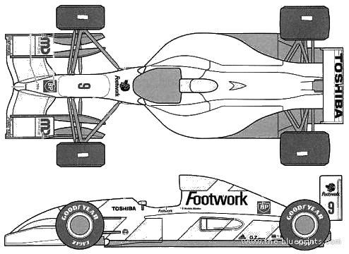 Arrows Footwork - Mugen Honda FA13 F1 GP (1992) - Разные автомобили - чертежи, габариты, рисунки автомобиля