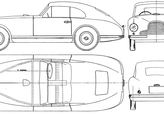 Aston Martin DB2 (1951) - Астон Мартин - чертежи, габариты, рисунки автомобиля
