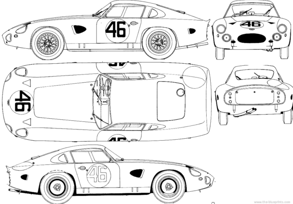 Aston Martin DB4GT Monza (1963) - Астон Мартин - чертежи, габариты, рисунки автомобиля