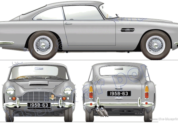 Aston Martin DB4 (1958) - Астон Мартин - чертежи, габариты, рисунки автомобиля