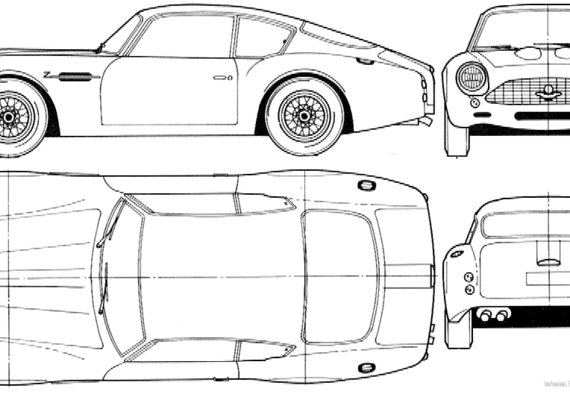 Aston Martin DB4 Zagato - Астон Мартин - чертежи, габариты, рисунки автомобиля