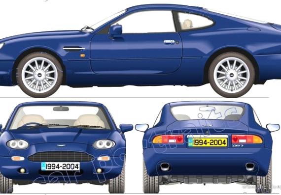 Aston Martin DB7 (1994) - Астон Мартин - чертежи, габариты, рисунки автомобиля