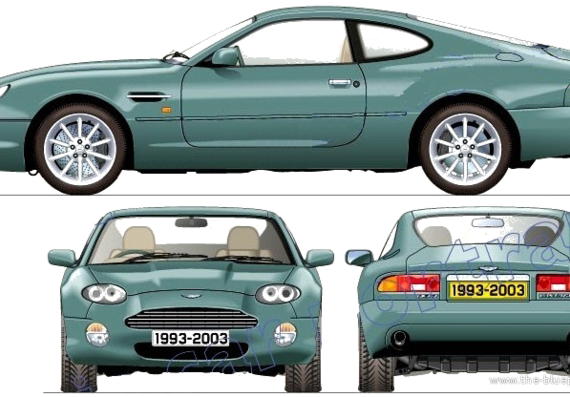 Aston Martin DB7 Vantage - (1993) - Астон Мартин - чертежи, габариты, рисунки автомобиля