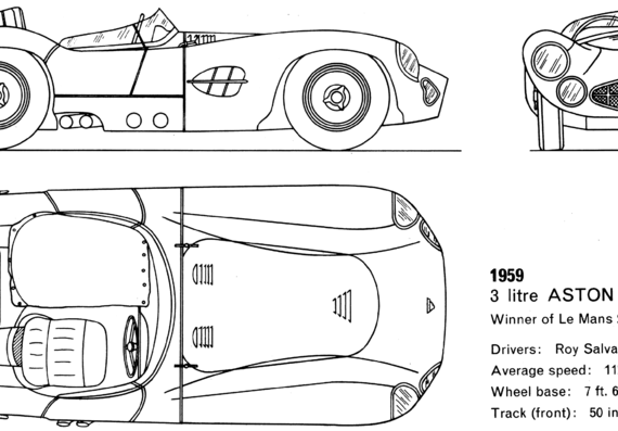 Aston Martin DBR1 (1959) - Aston Martin - drawings, dimensions, pictures of the car