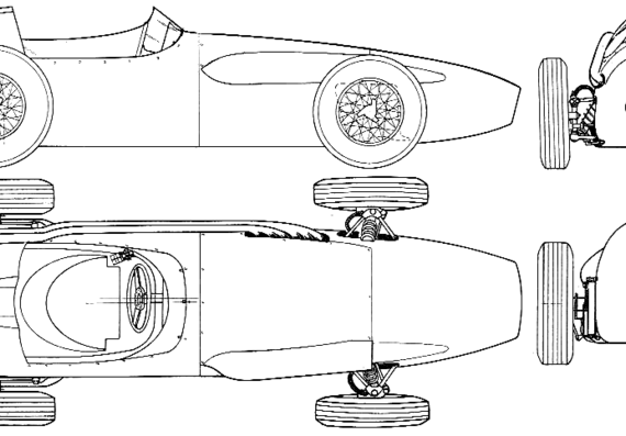 Aston Martin DBR4-250 F1 GP (1959) - Астон Мартин - чертежи, габариты, рисунки автомобиля
