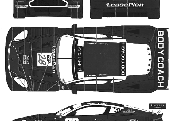 Aston Martin DBR9 Sprint Race No.28 (2005) - Астон Мартин - чертежи, габариты, рисунки автомобиля