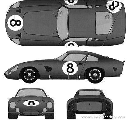 Aston Martin DP214 LeMans (1963) - Астон Мартин - чертежи, габариты, рисунки автомобиля