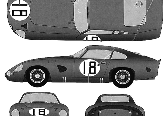 Aston Martin DP214 LeMans (1964) - Астон Мартин - чертежи, габариты, рисунки автомобиля