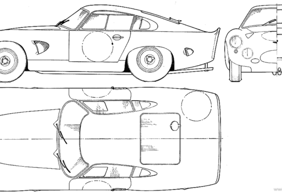 Aston Martin Type 215 Zagato - Астон Мартин - чертежи, габариты, рисунки автомобиля