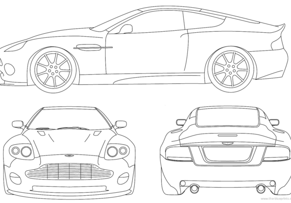Aston Martin V12 Vanquish S (2005) - Астон Мартин - чертежи, габариты, рисунки автомобиля