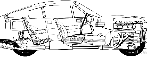 Aston Martin V8 (1975) - Астон Мартин - чертежи, габариты, рисунки автомобиля