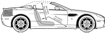 Aston Martin V8 Roadster (2007) - Астон Мартин - чертежи, габариты, рисунки автомобиля
