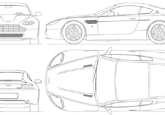 Aston Martin V8 Vantage (2004) - Астон Мартин - чертежи, габариты, рисунки автомобиля