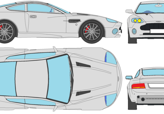Aston Martin Vanquish - Астон Мартин - чертежи, габариты, рисунки автомобиля