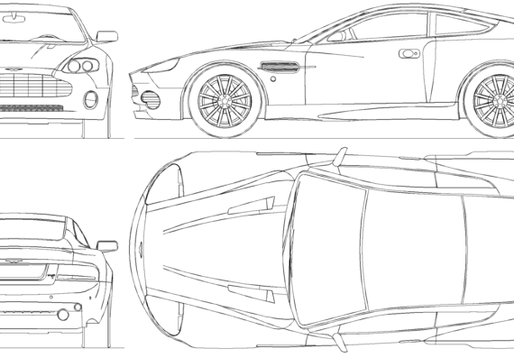 Aston Martin Vanquish (2005) - Астон Мартин - чертежи, габариты, рисунки автомобиля