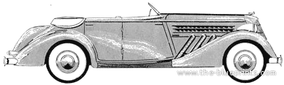 Auburn 852 Phaeton Supercharged (1936) - Разные автомобили - чертежи, габариты, рисунки автомобиля