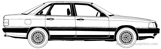 Audi 100 (1986) - Ауди - чертежи, габариты, рисунки автомобиля