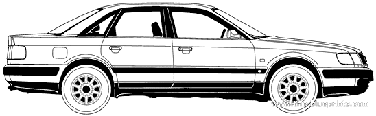 Audi 100 (1991) - Ауди - чертежи, габариты, рисунки автомобиля