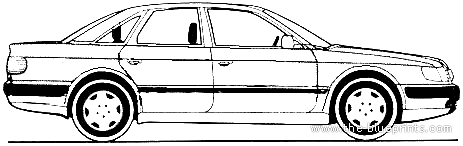 Audi 100 2.3E (1992) - Ауди - чертежи, габариты, рисунки автомобиля