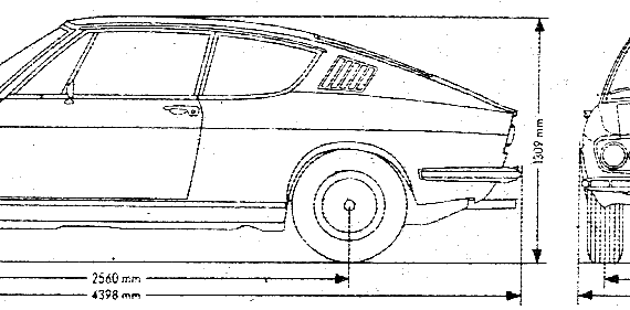 Audi 100 Coupe S (1970) - Ауди - чертежи, габариты, рисунки автомобиля