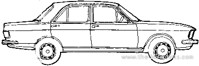 Audi 100 GL (1974) - Ауди - чертежи, габариты, рисунки автомобиля