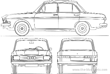 Audi 75 (1969) - Ауди - чертежи, габариты, рисунки автомобиля