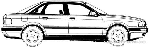 Audi 80 (1992) - Ауди - чертежи, габариты, рисунки автомобиля