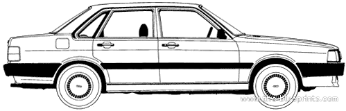 Audi 80 4-Door (1985) - Ауди - чертежи, габариты, рисунки автомобиля