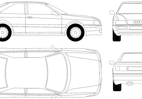 Audi 80 Coupe (1995) - Ауди - чертежи, габариты, рисунки автомобиля