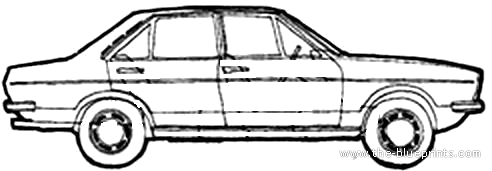 Audi 80 GL 4-Door (1973) - Ауди - чертежи, габариты, рисунки автомобиля