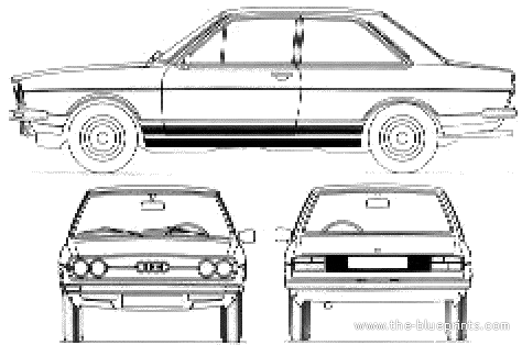 Audi 80 GT (1973) - Ауди - чертежи, габариты, рисунки автомобиля