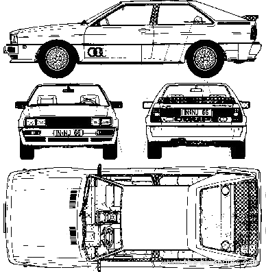 Audi 80 Quattro - Ауди - чертежи, габариты, рисунки автомобиля