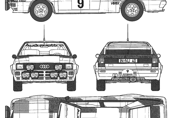 Audi 80 Quattro Rally - Ауди - чертежи, габариты, рисунки автомобиля