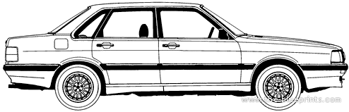 Audi 90 (1986) - Ауди - чертежи, габариты, рисунки автомобиля