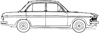 Audi 90 LS (1970) - Ауди - чертежи, габариты, рисунки автомобиля