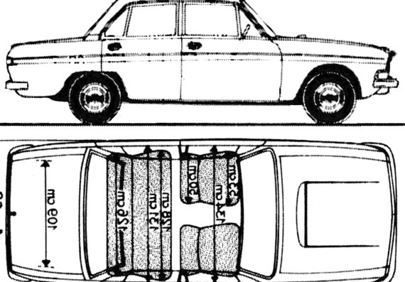 Audi 90 Super (1969) - Ауди - чертежи, габариты, рисунки автомобиля