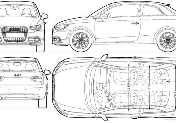 Audi A1 3-Door (2010) - Ауди - чертежи, габариты, рисунки автомобиля