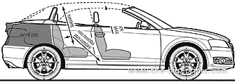 Audi A3 1.8 TFSI Cabriolet (2008) - Ауди - чертежи, габариты, рисунки автомобиля