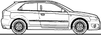 Audi A3 (2007) - Ауди - чертежи, габариты, рисунки автомобиля