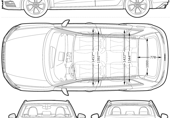 Audi A3 Sportback (2013) - Ауди - чертежи, габариты, рисунки автомобиля