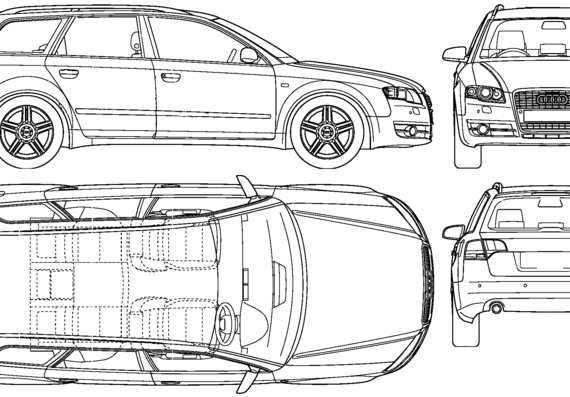 Audi A4 Avant (2008) - Ауди - чертежи, габариты, рисунки автомобиля