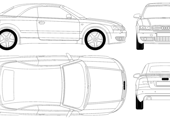 Audi A4 Cabriolet (2003) - Ауди - чертежи, габариты, рисунки автомобиля