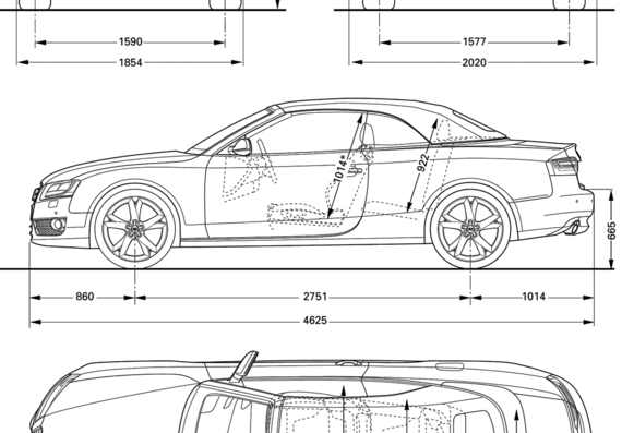 Audi A5 Convertible - Ауди - чертежи, габариты, рисунки автомобиля