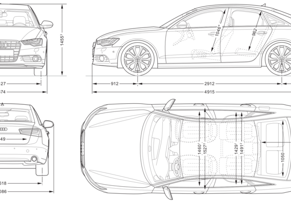 Audi A6 (2011) - Ауди - чертежи, габариты, рисунки автомобиля