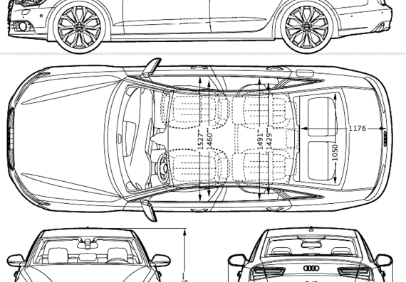 Audi A6 (2013) - Ауди - чертежи, габариты, рисунки автомобиля