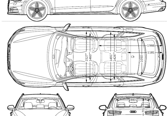 Audi A6 Allroad Quattrio (2013) - Ауди - чертежи, габариты, рисунки автомобиля